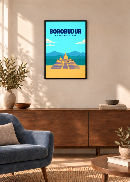 Borobudur – dünner schwarzer Rahmen mit Acrylglas