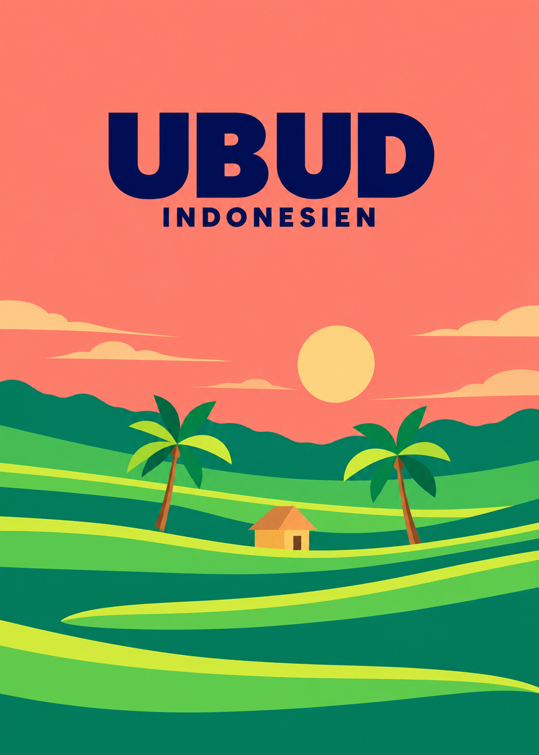 Ubud – geometrische Illustration, Indonesien