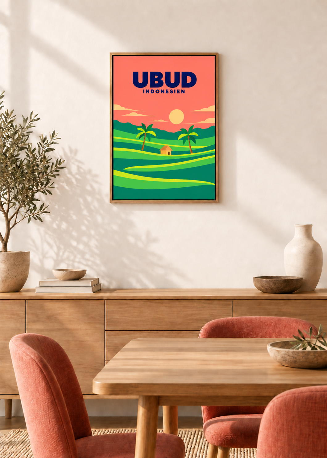 Ubud – Leinwand im Eichen-Schattenfugenrahmen