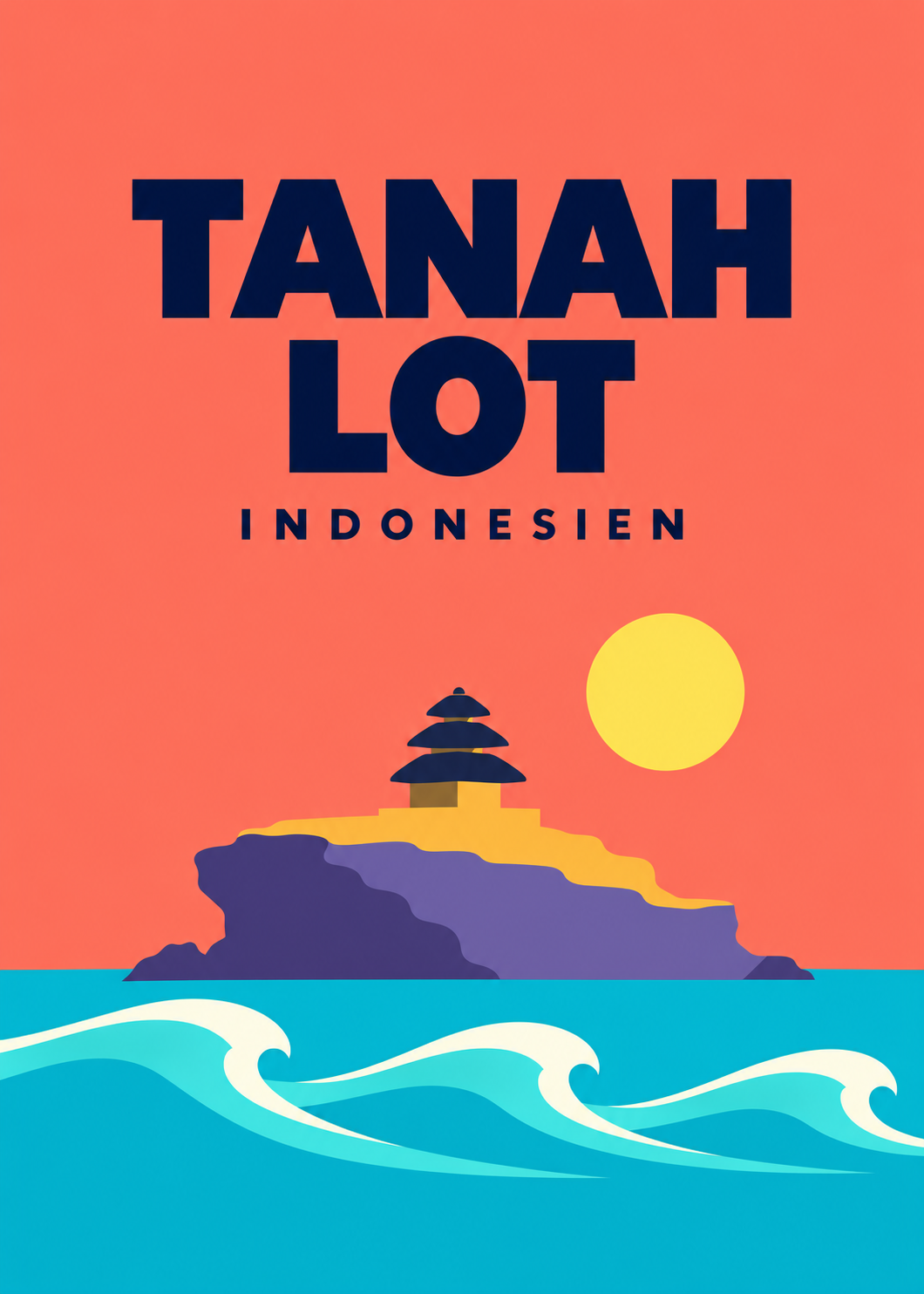 Tanah Lot – geometrische Illustration, Indonesien