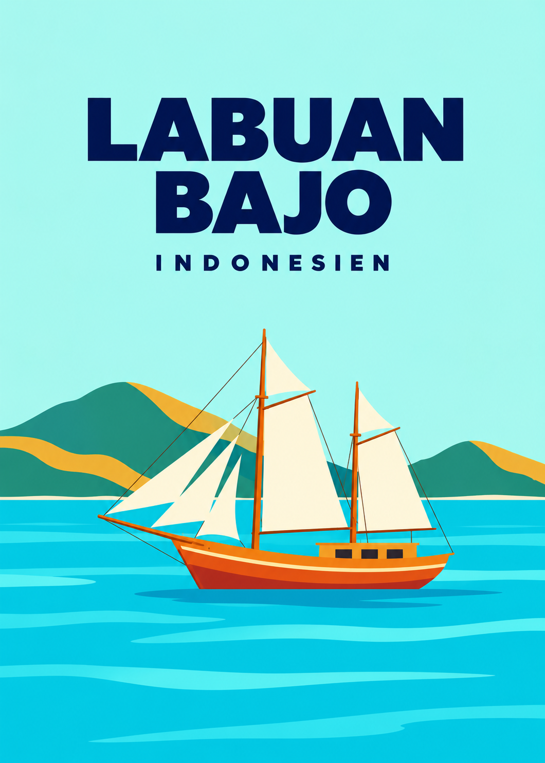 Labuan Bajo – geometrische Illustration, Indonesien