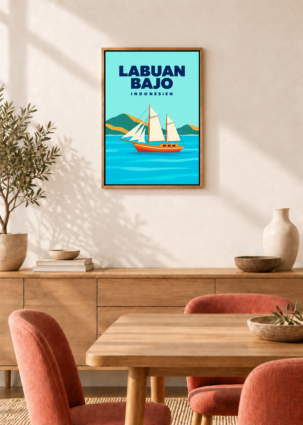 Labuan Bajo – Leinwand im Eichen-Schattenfugenrahmen