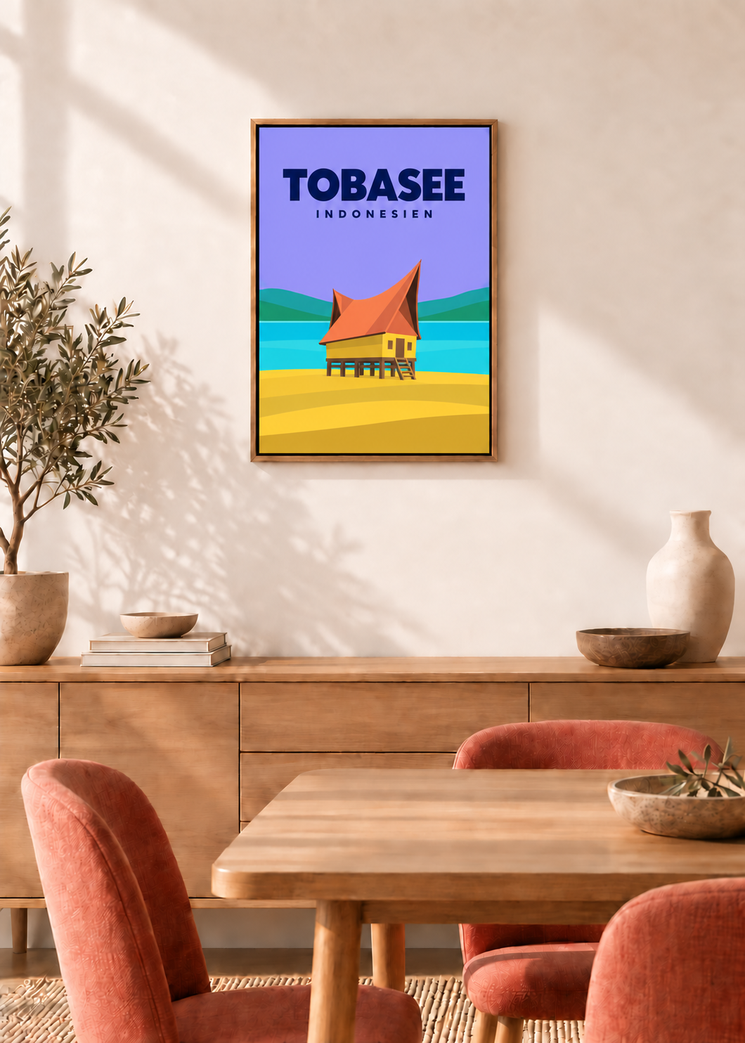 Tobasee – Leinwand im Eichen-Schattenfugenrahmen