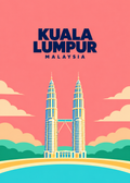 Kuala Lumpur – geometrische Illustration, Malaysia