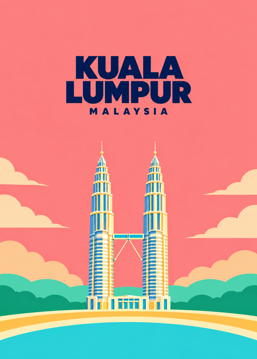 Kuala Lumpur – geometrische Illustration, Malaysia