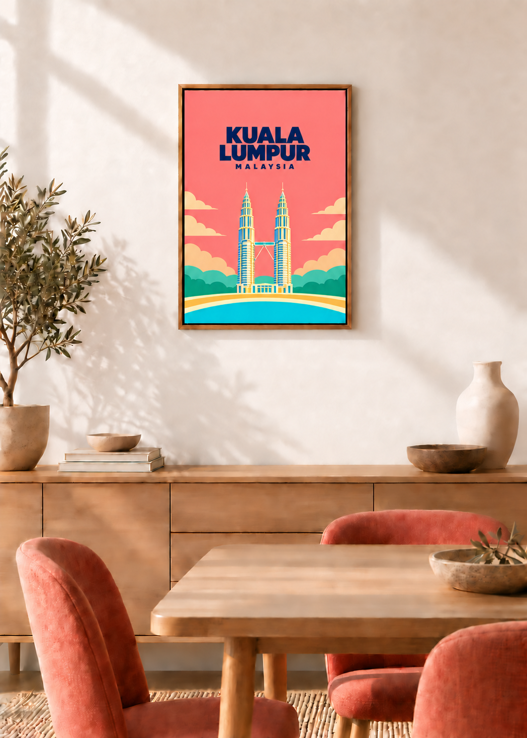 Kuala Lumpur – Leinwand im Eichen-Schattenfugenrahmen