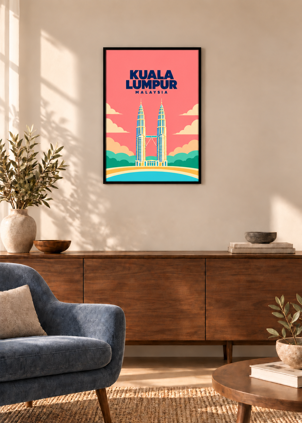 Kuala Lumpur – dünner schwarzer Rahmen mit Acrylglas