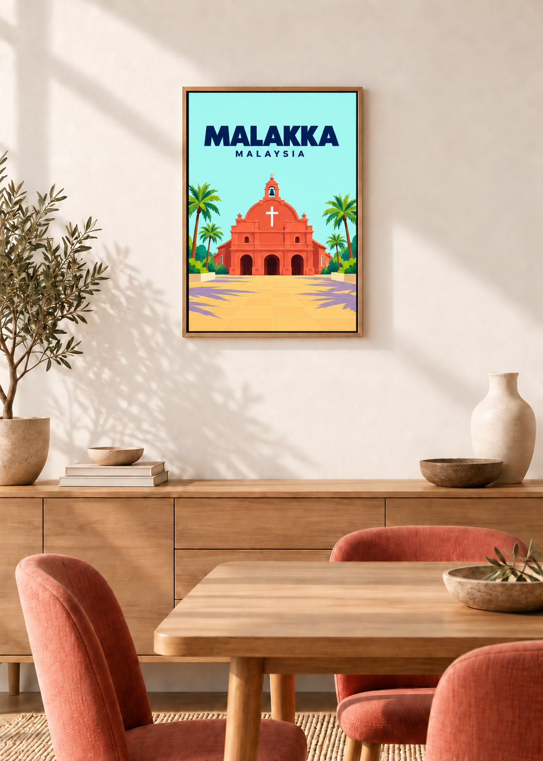 Malakka – Leinwand im Eichen-Schattenfugenrahmen
