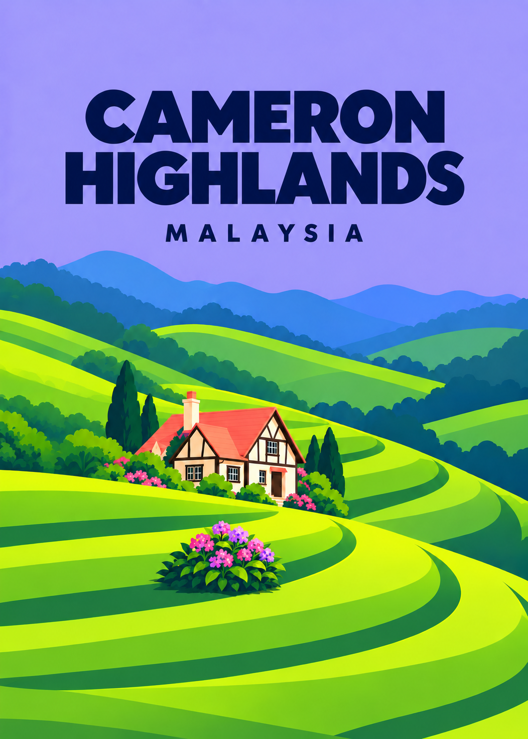 Cameron Highlands – geometrische Illustration, Malaysia