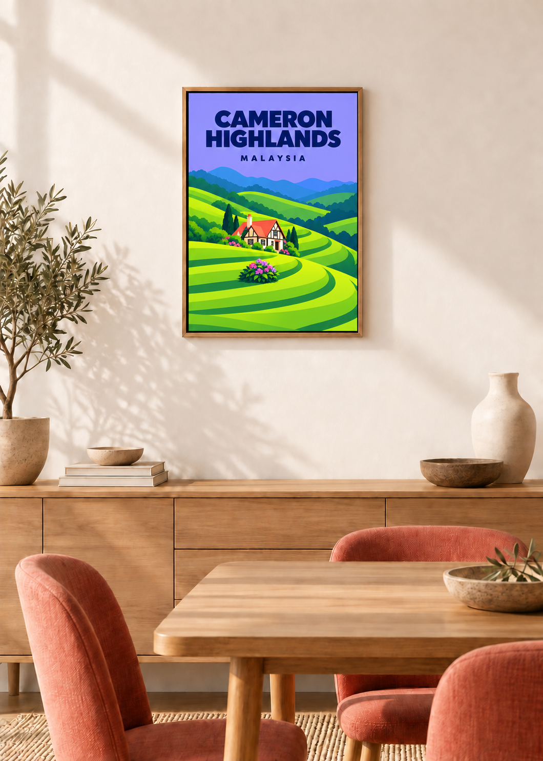 Cameron Highlands – Leinwand im Eichen-Schattenfugenrahmen