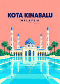 Kota Kinabalu – geometrische Illustration, Malaysia