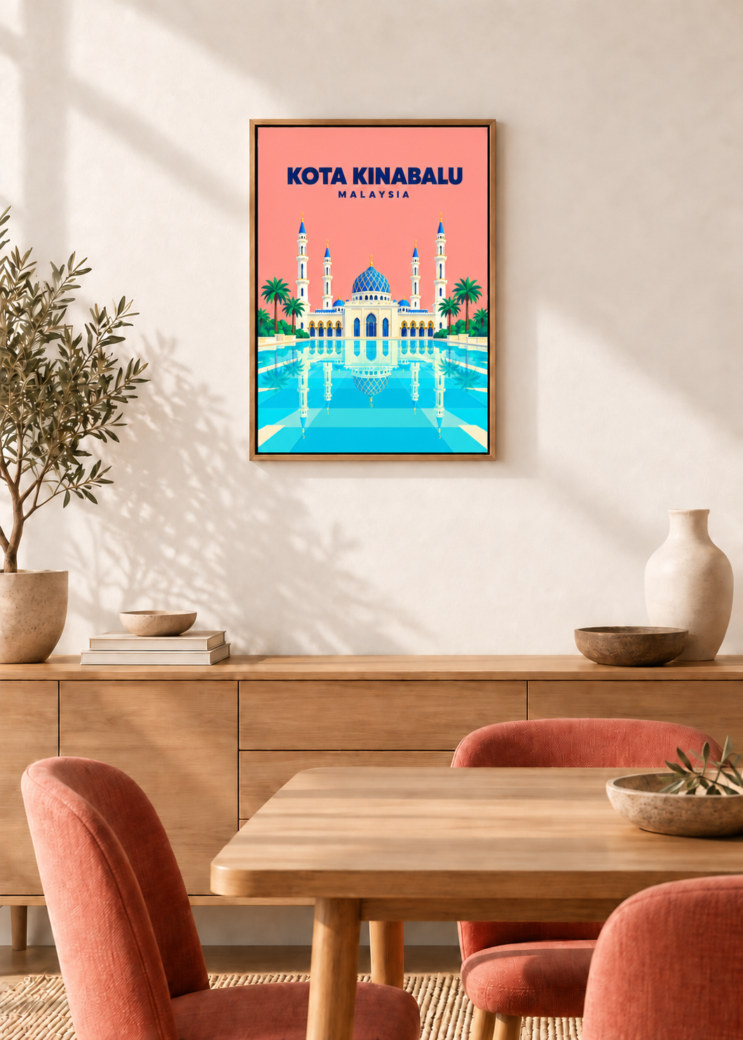 Kota Kinabalu – Leinwand im Eichen-Schattenfugenrahmen