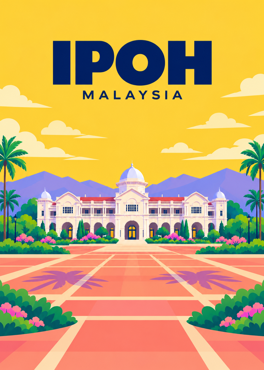 Ipoh – geometrische Illustration, Malaysia