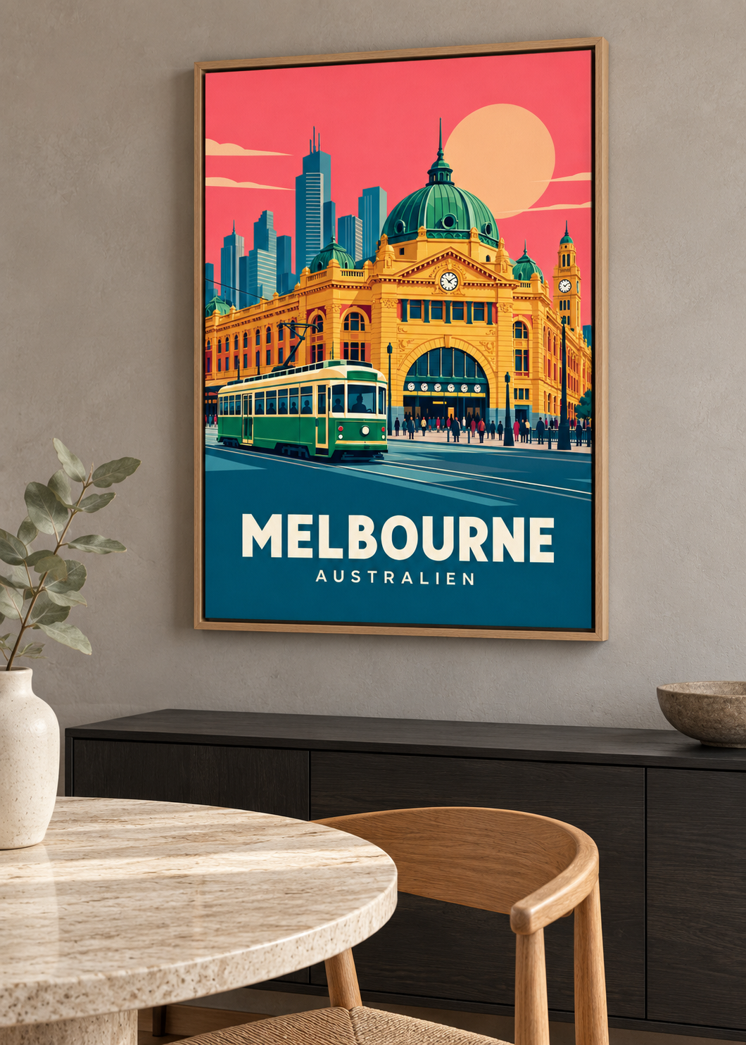 Melbourne – Leinwand im Eichen-Schattenfugenrahmen