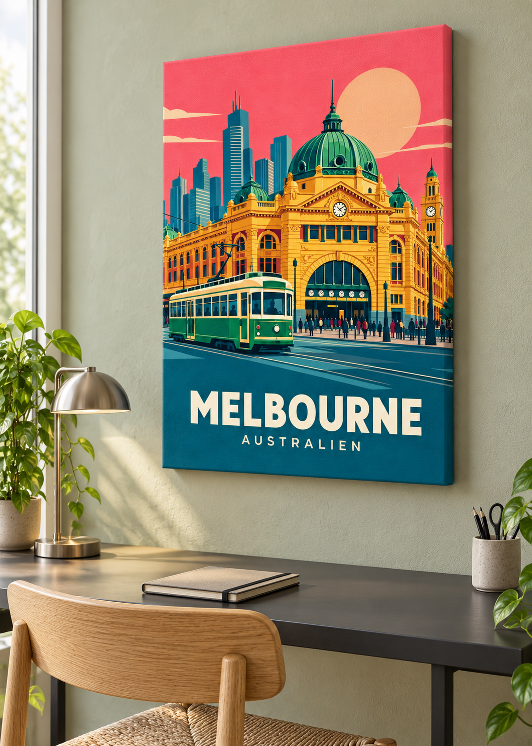 Melbourne – matte rahmenlose Slim-Leinwand im Homeoffice