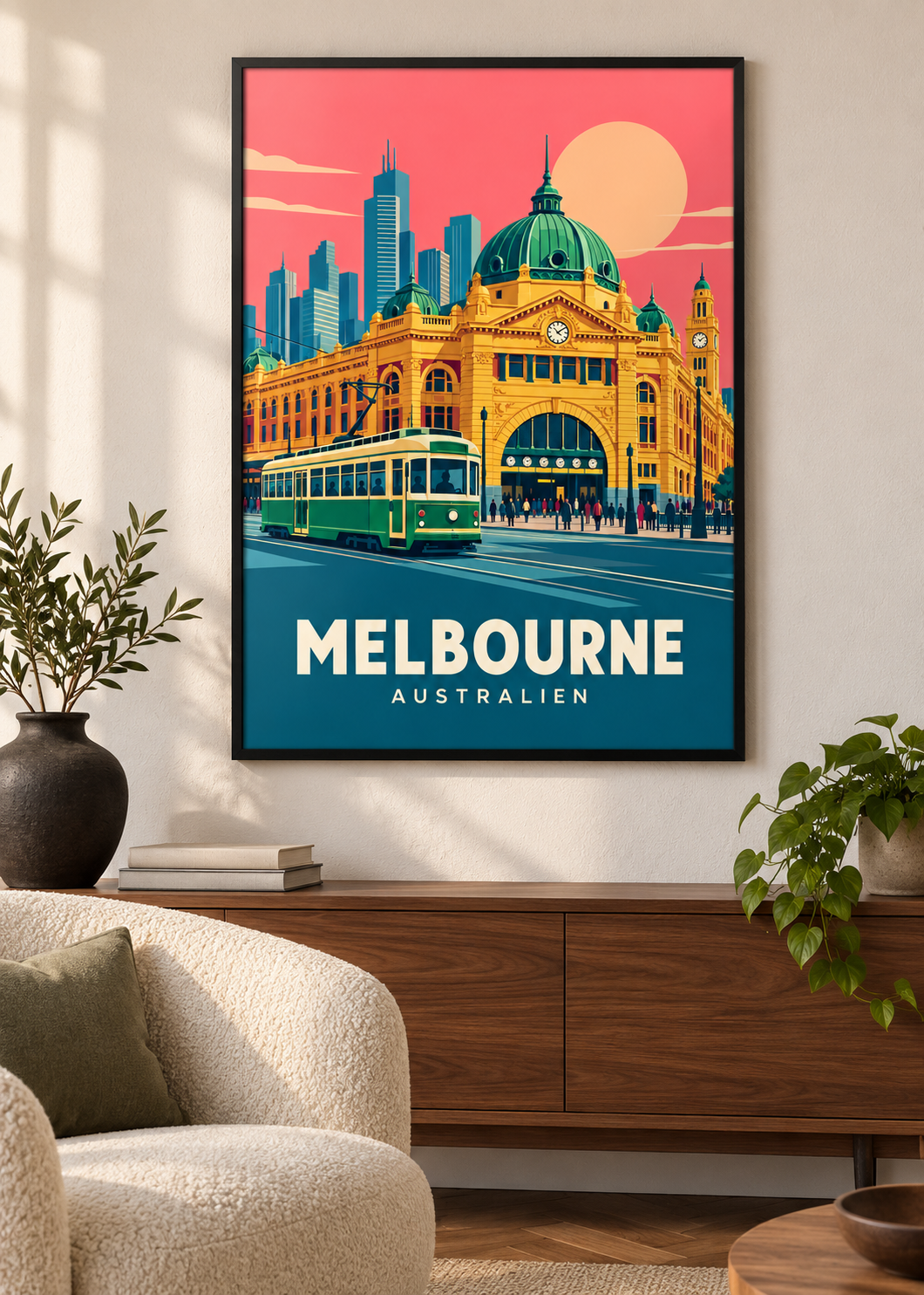 Melbourne – Kunstdruck im schwarzen Acrylrahmen