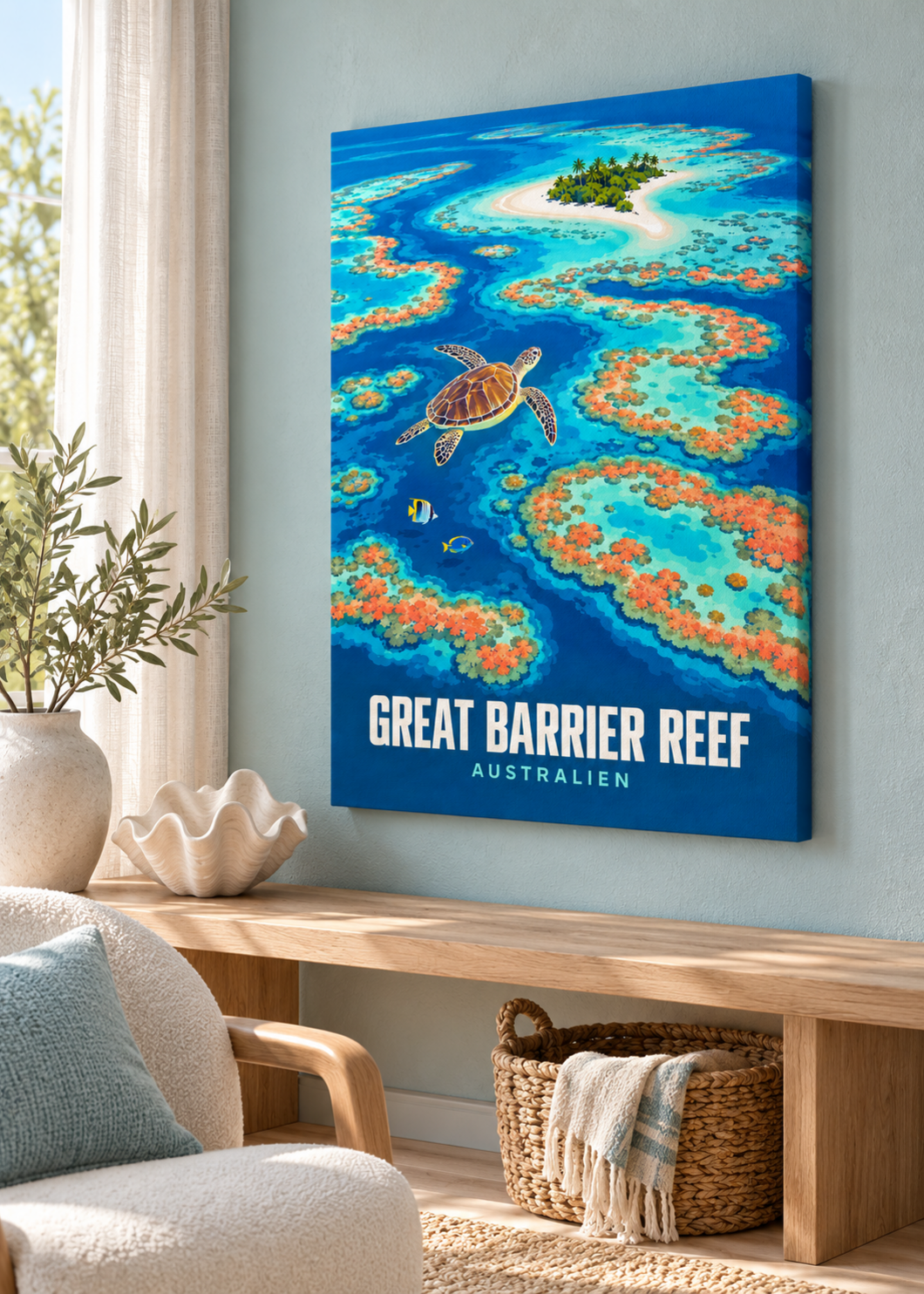 Great Barrier Reef – matte rahmenlose Slim-Leinwand im Lesebereich