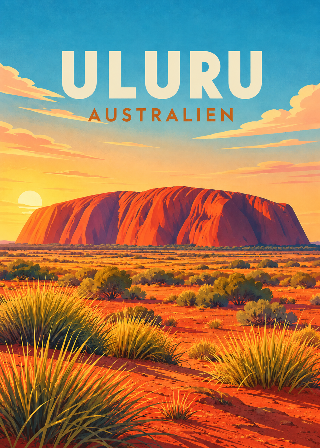 Uluru – geometrische Illustration des roten Monolithen in der australischen Wüste