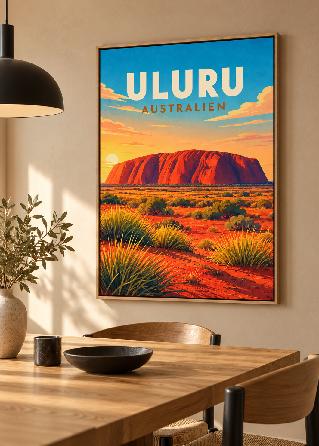 Uluru – Leinwand im Eichen-Schattenfugenrahmen