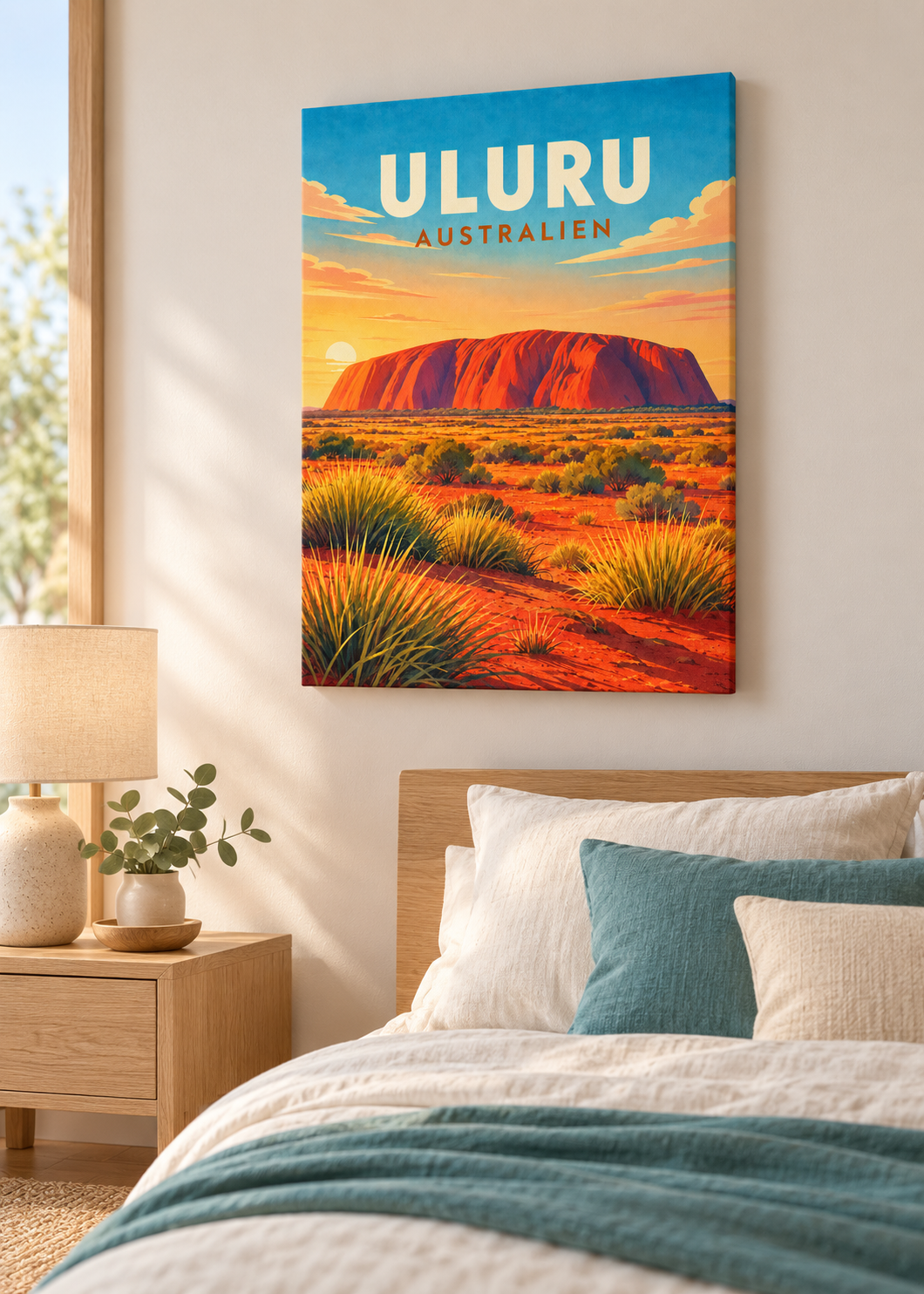 Uluru – matte rahmenlose Slim-Leinwand im Schlafzimmer