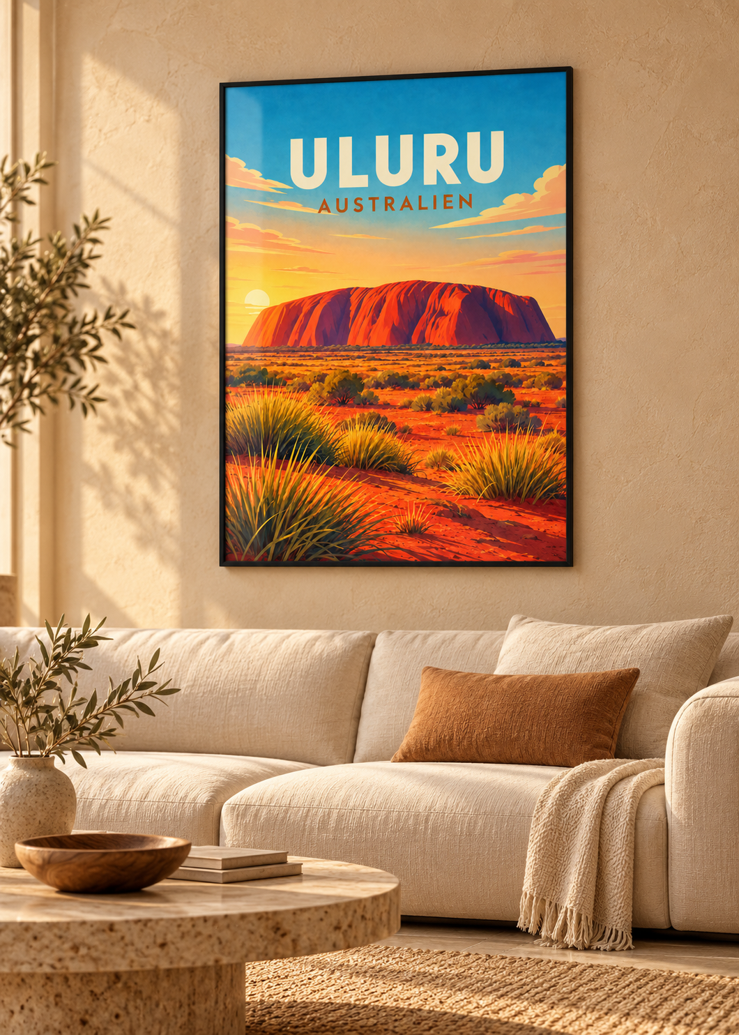 Uluru – Kunstdruck im schwarzen Acrylrahmen