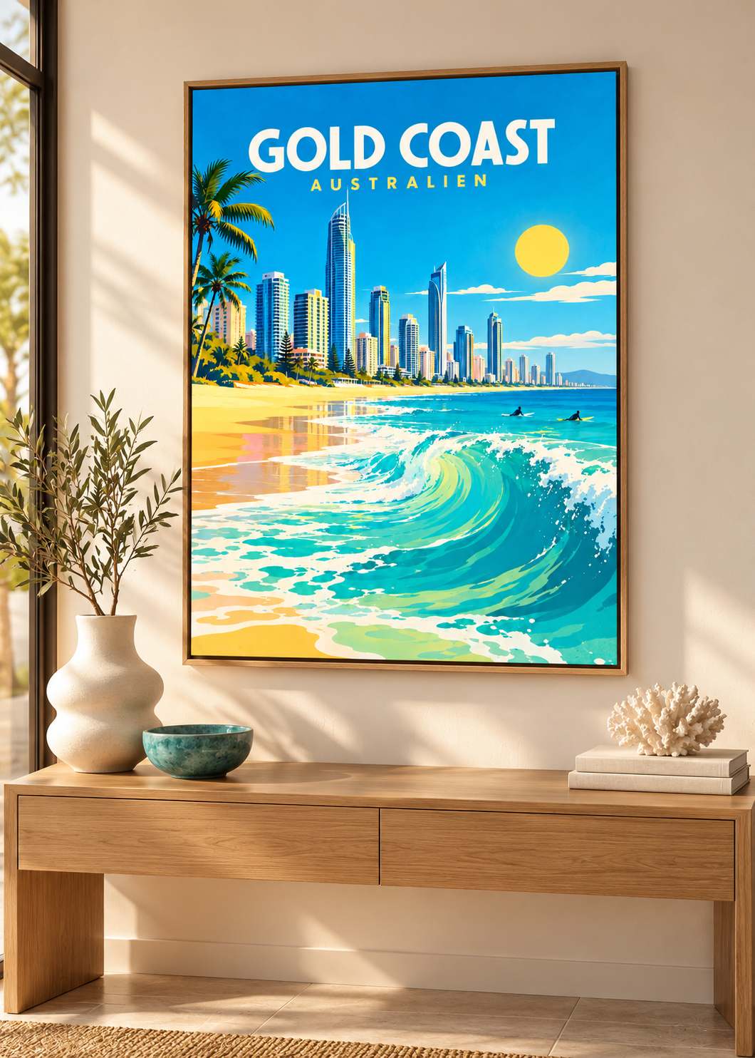 Gold Coast – Leinwand im Eichen-Schattenfugenrahmen