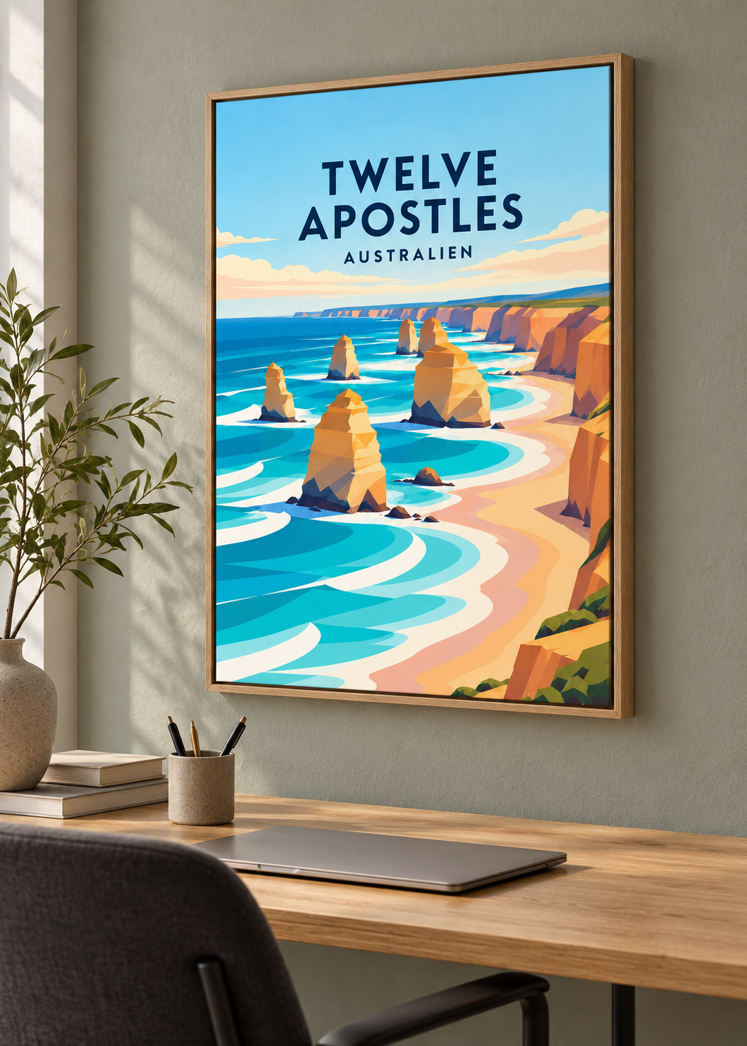 Twelve Apostles – Mockup als Leinwand im Eichen-Schattenfugenrahmen