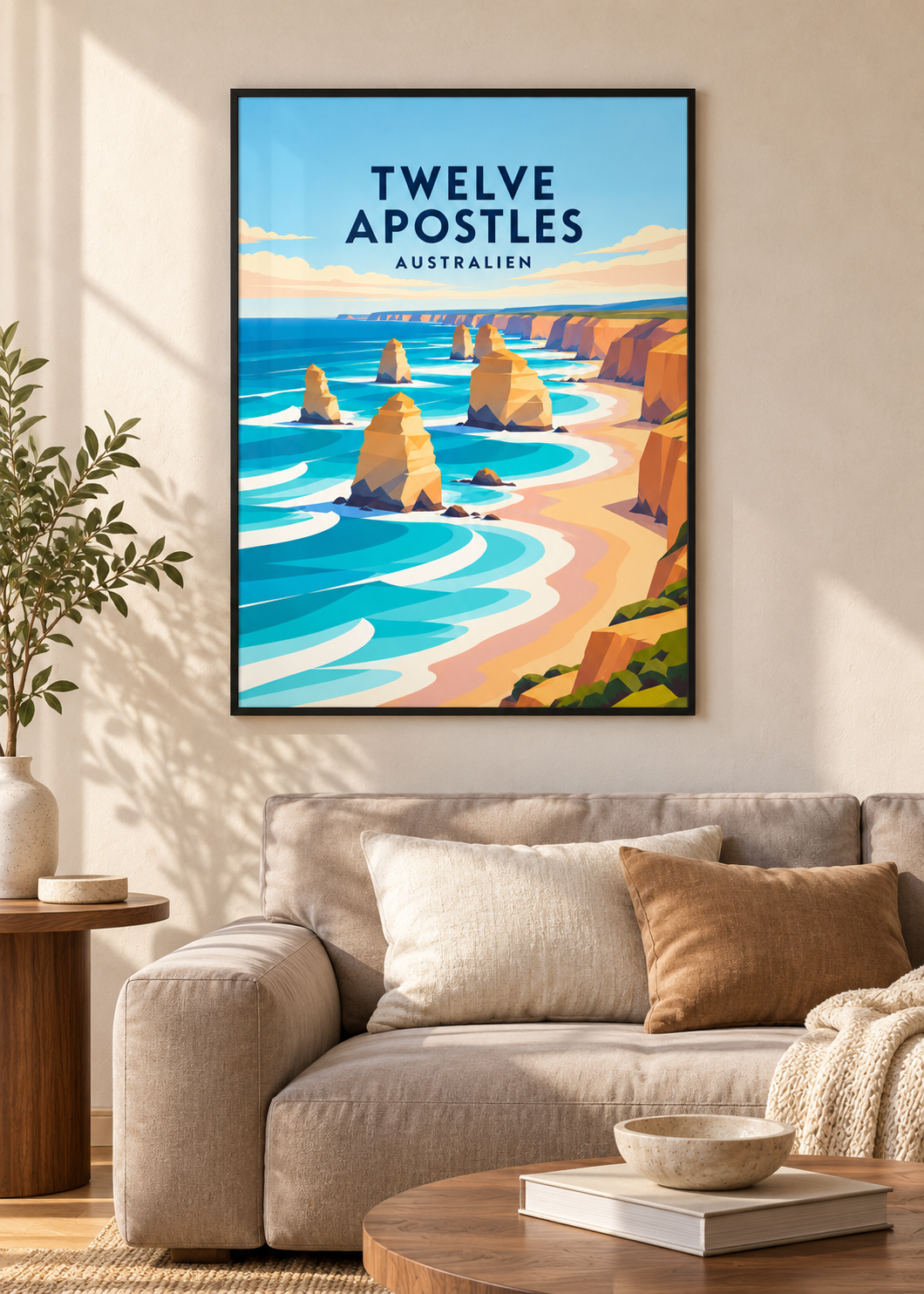 Twelve Apostles – Mockup im dünnen schwarzen Rahmen mit Acrylglas