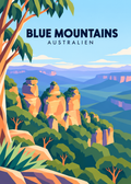 Blue Mountains in Australien – geometrische Illustration der Three Sisters