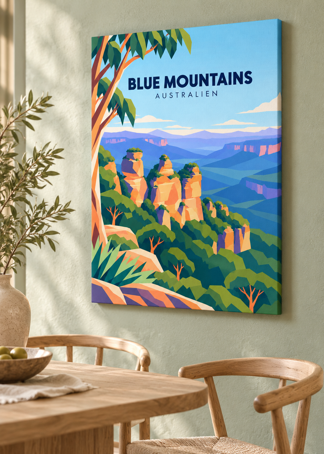 Blue Mountains – Mockup als rahmenlose Slim-Leinwand