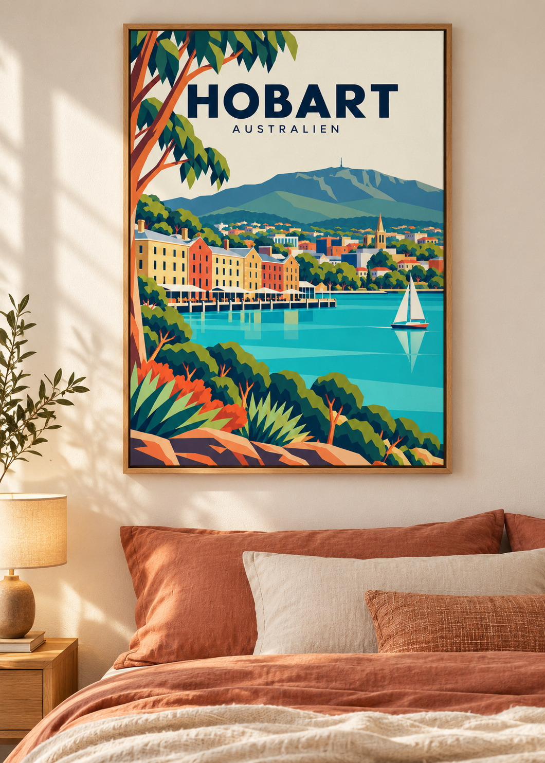 Hobart – Mockup als Leinwand im Eichen-Schattenfugenrahmen