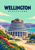 Wellington – geometrische Illustration, Neuseeland