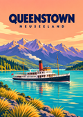 Queenstown – geometrische Illustration, Neuseeland