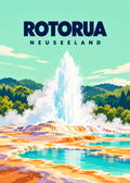 Rotorua – geometrische Illustration, Neuseeland