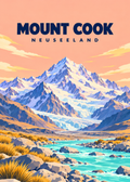 Mount Cook – geometrische Illustration, Neuseeland