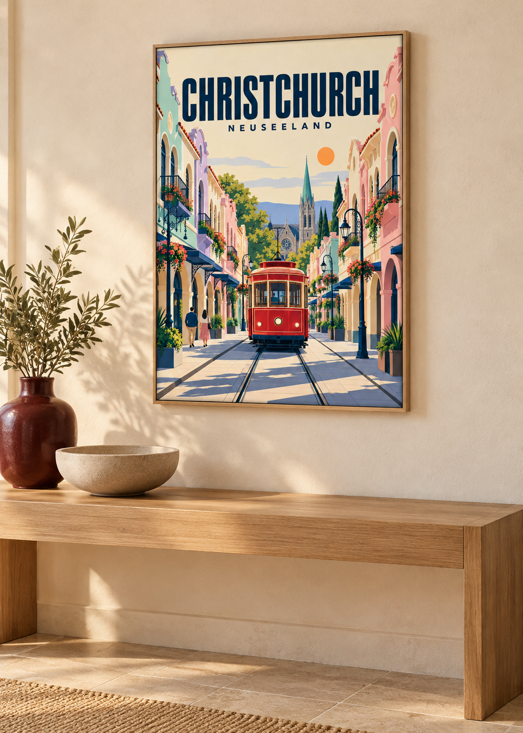 Christchurch – Leinwand im Eichen-Schattenfugenrahmen