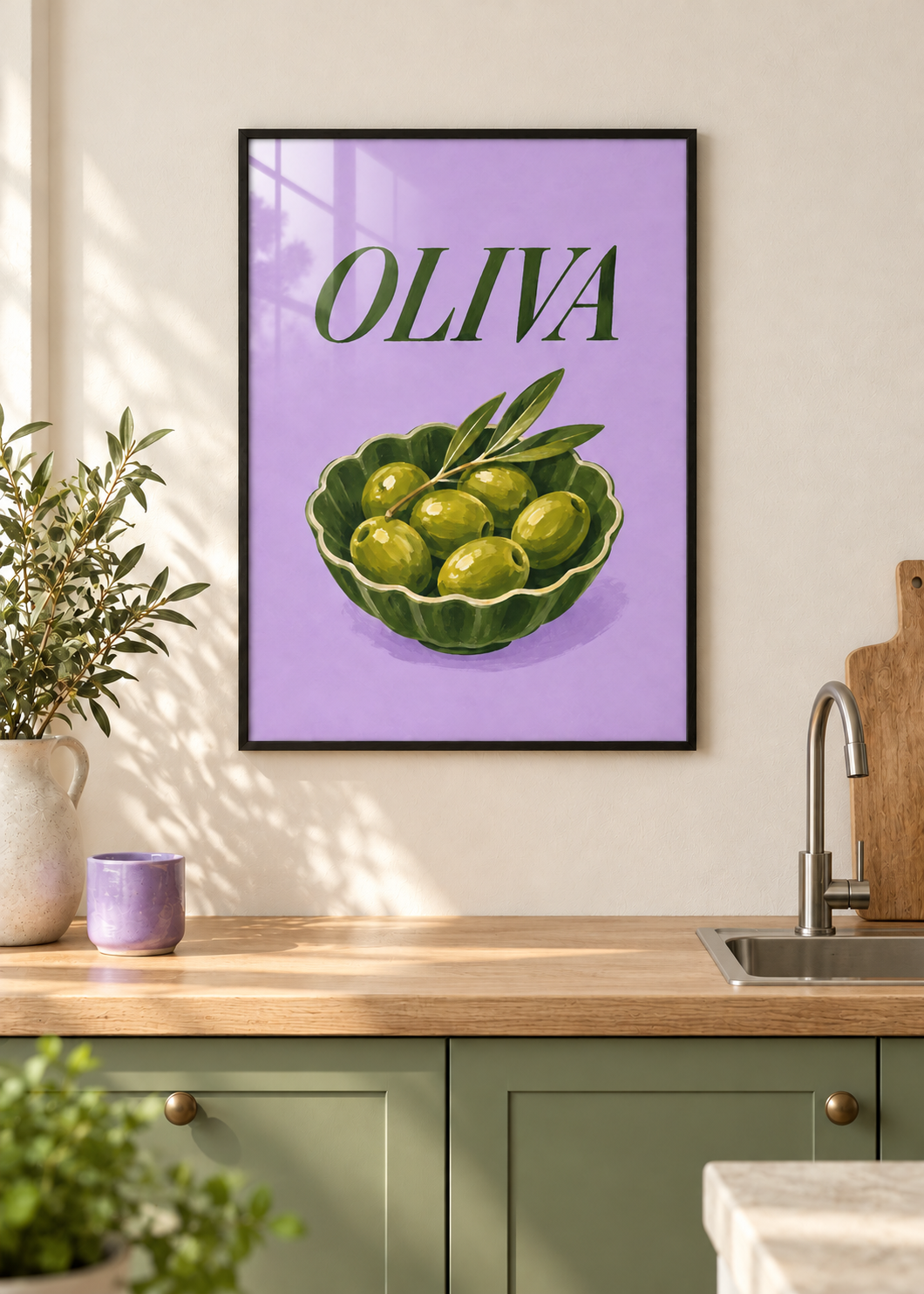 Oliva – schwarzer Rahmen mit Glas in moderner Küche