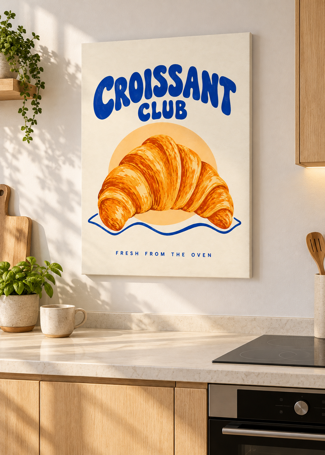 Croissant Club – rahmenlose matte Leinwand Slim in moderner Küche