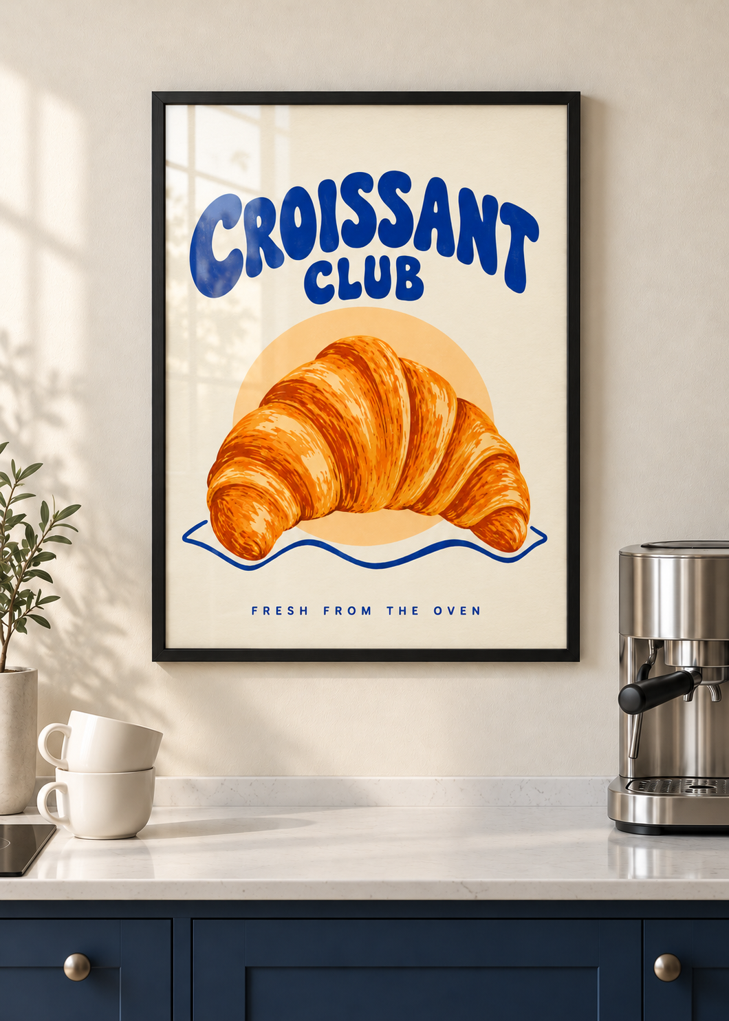 Croissant Club – schwarzer Rahmen mit Glas in moderner Küche