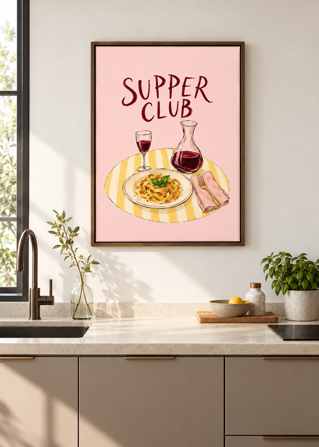 Supper Club – brauner Schattenfugenrahmen in moderner Küche