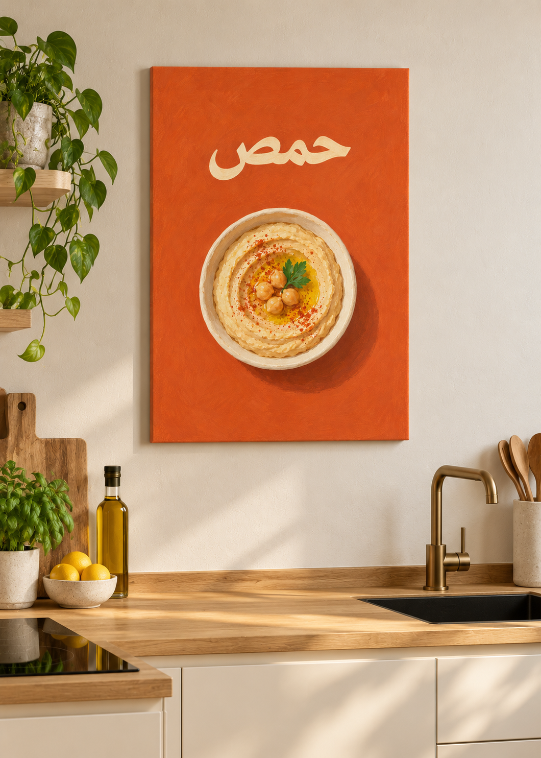 Hummus – ungerahmte matte Leinwand in moderner Küche