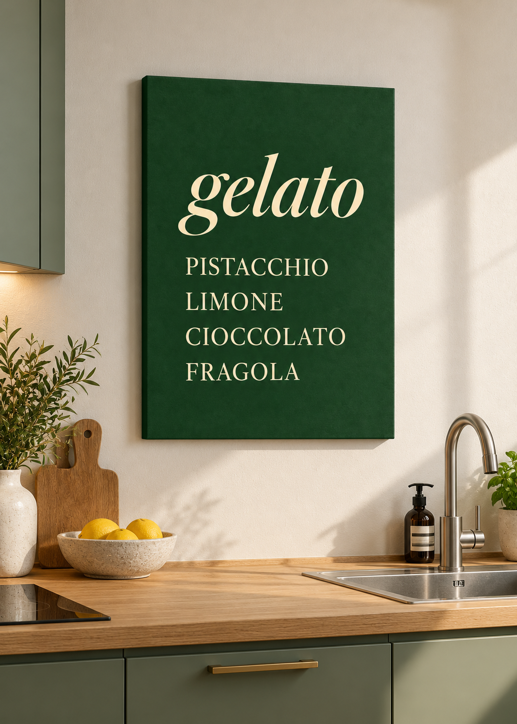 Gelato – ungerahmte matte Leinwand in moderner Küche