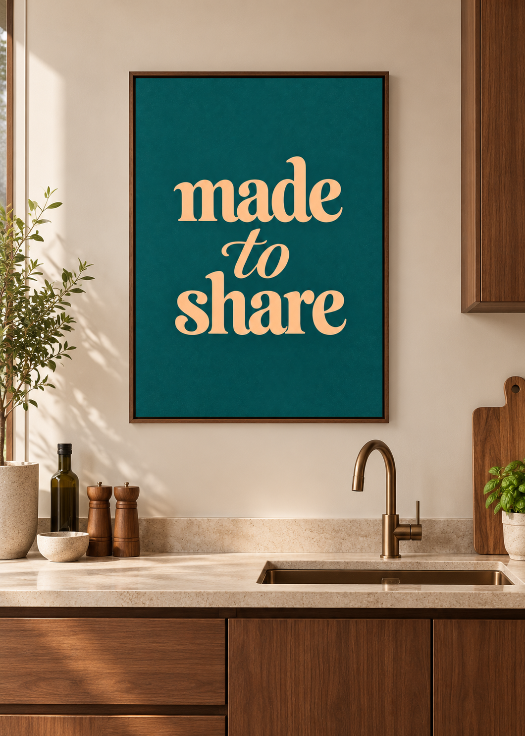 Made to Share – brauner Schattenfugenrahmen ohne Glas in moderner Küche
