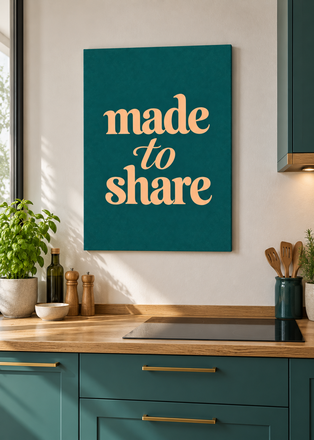 Made to Share – ungerahmte matte Leinwand in moderner Küche