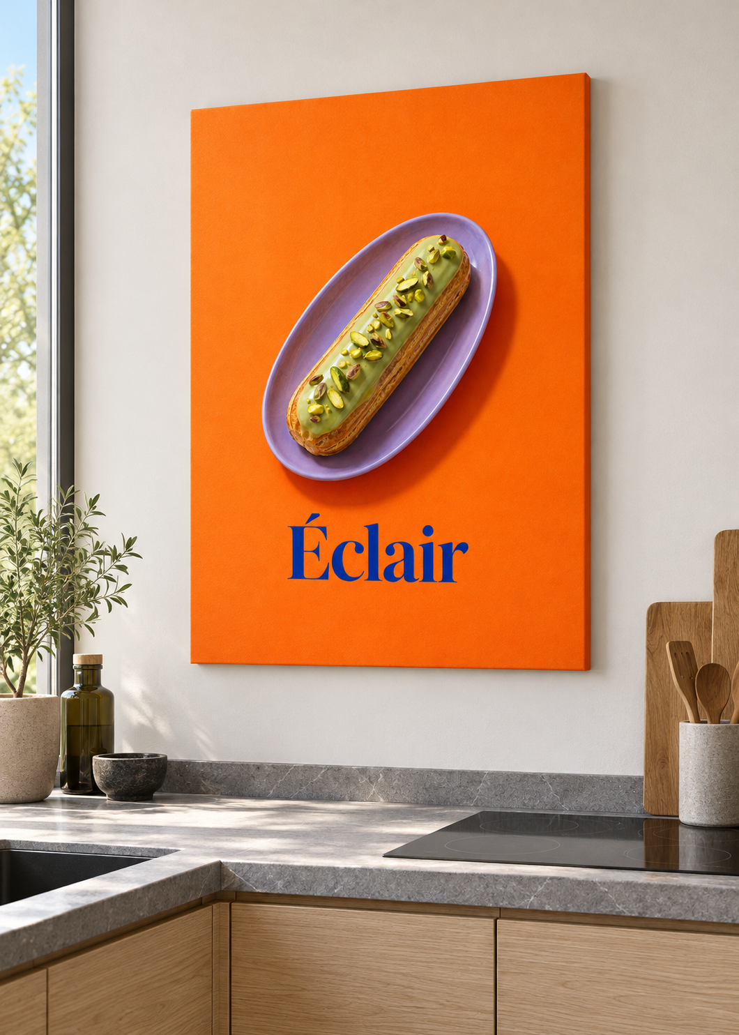 Éclair – matte rahmenlose Slim-Leinwand ohne Glas in moderner Küche