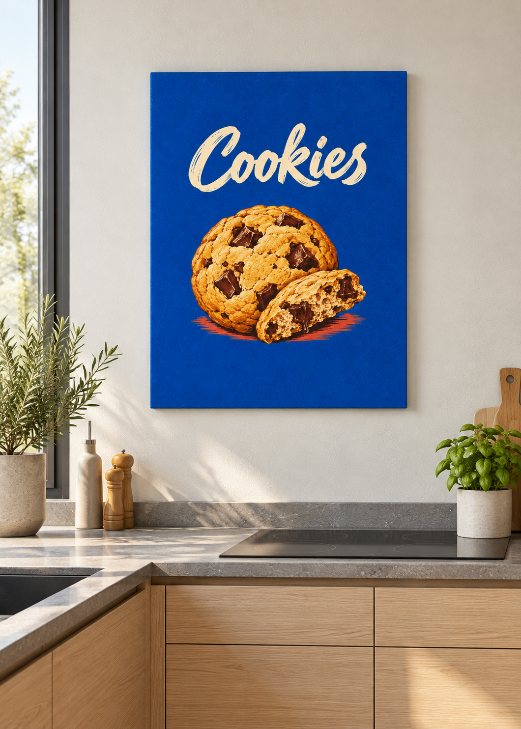 Cookies – matte rahmenlose Slim-Leinwand ohne Glas in moderner Küche