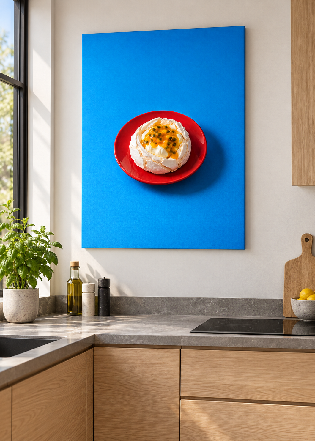 Pavlova – matte rahmenlose Slim-Leinwand ohne Glas in moderner Küche