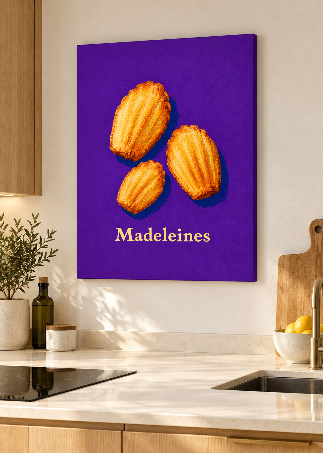 Madeleines – ungerahmte matte Leinwand in moderner Küche