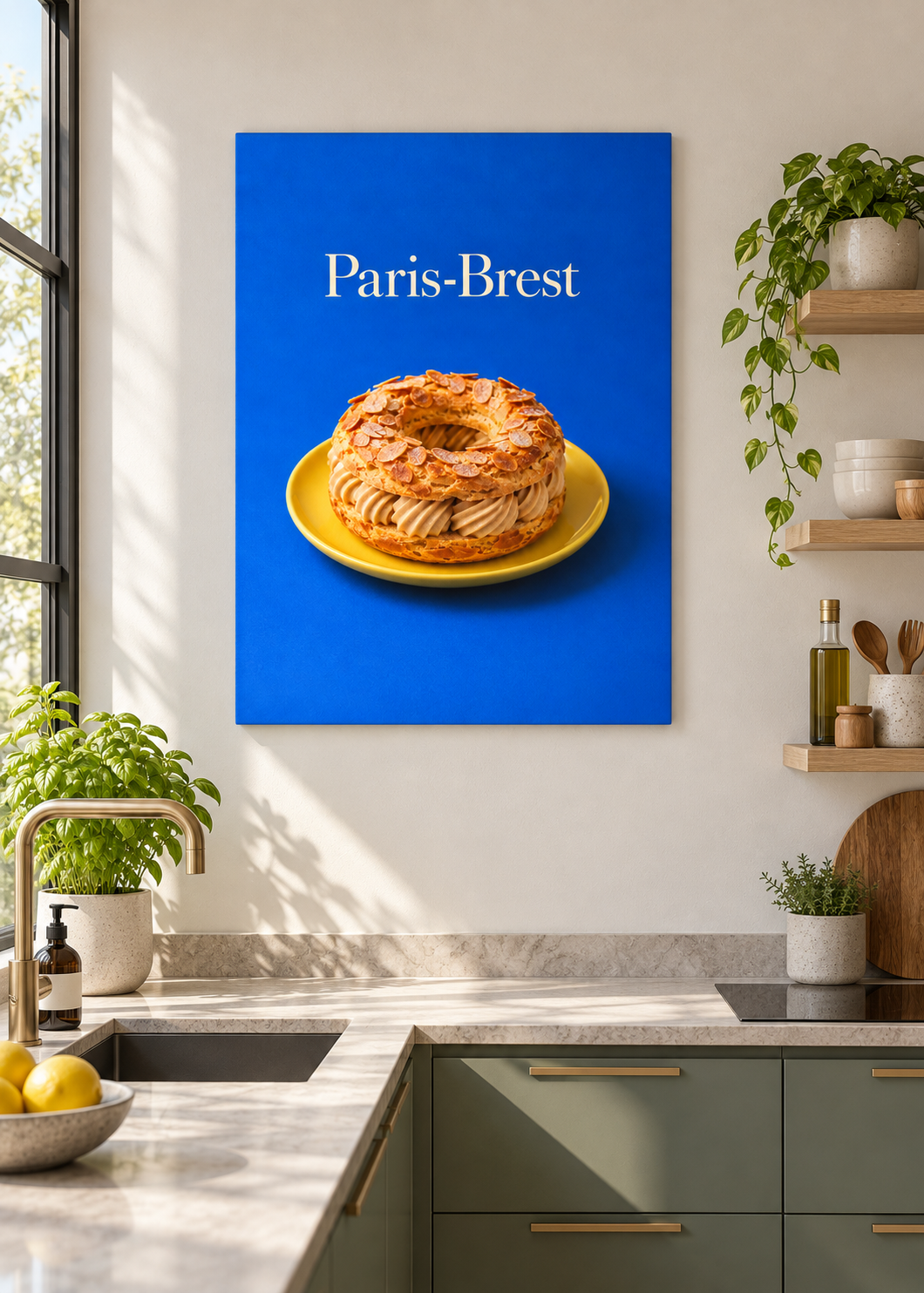 Paris-Brest Küchenkunstdruck als matte rahmenlose Slim-Leinwand