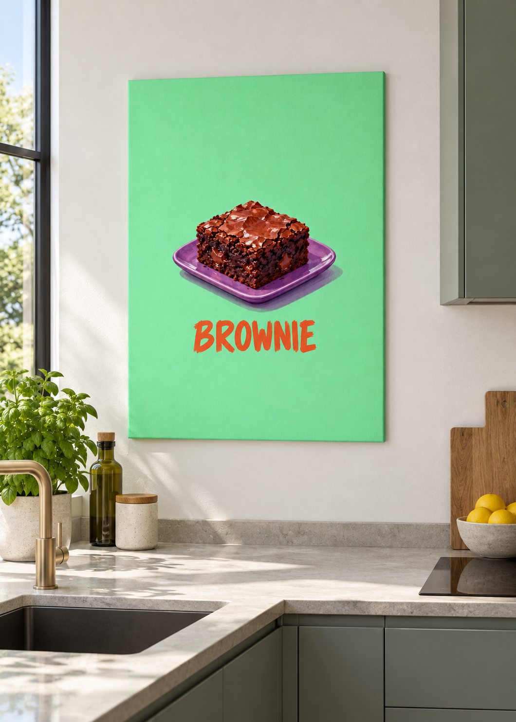 Brownie Küchenkunstdruck als matte rahmenlose Slim-Leinwand